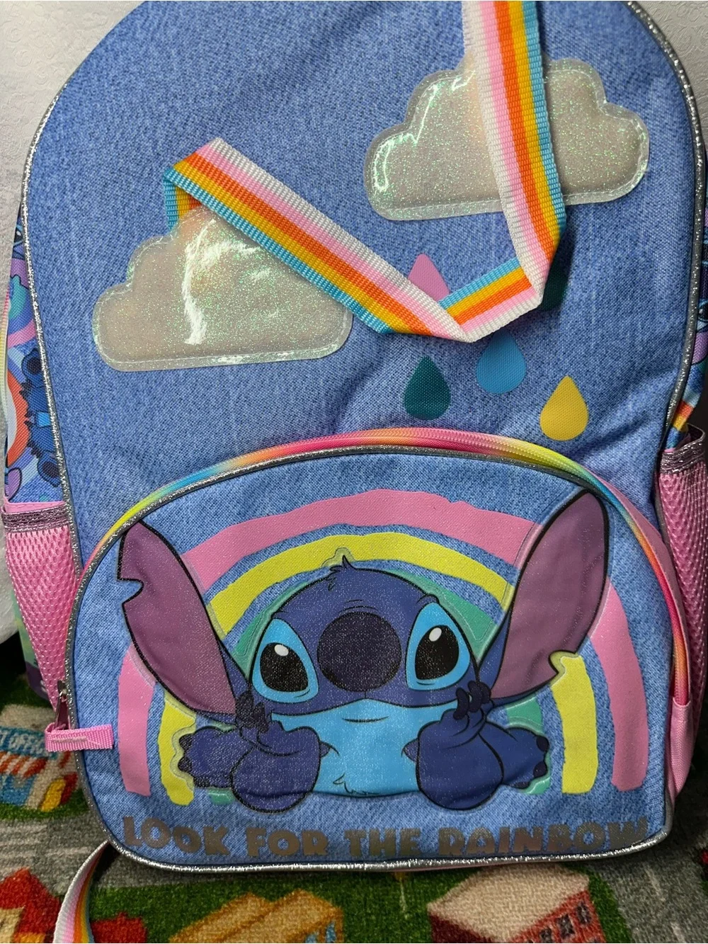 Stitch Rainbow Kids Backpack - Blue & Pink